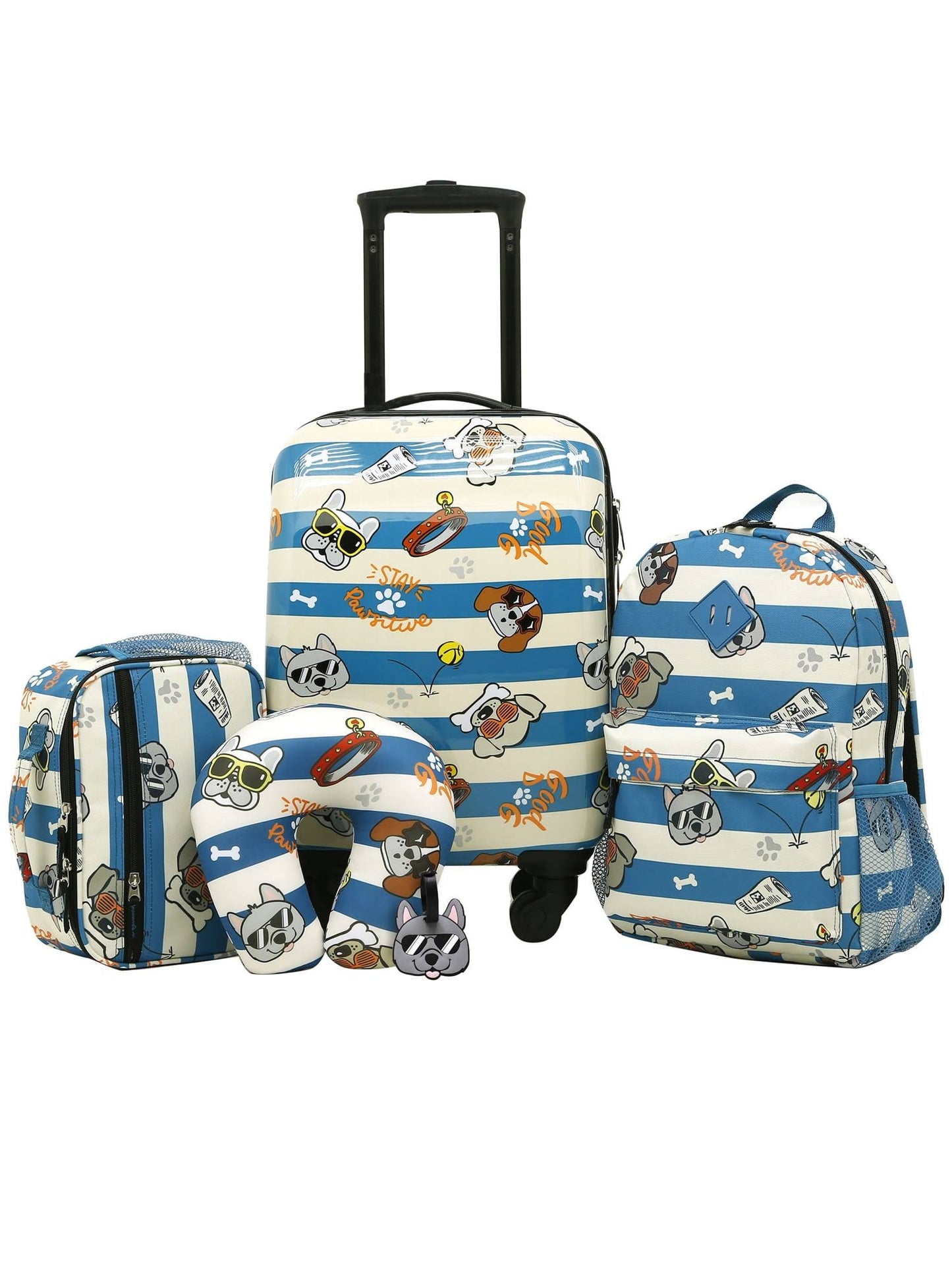 5 Piece Kids Luggage Set, Cool Dog