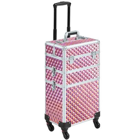 3-In-1 Rolling Makeup Train Case Pink