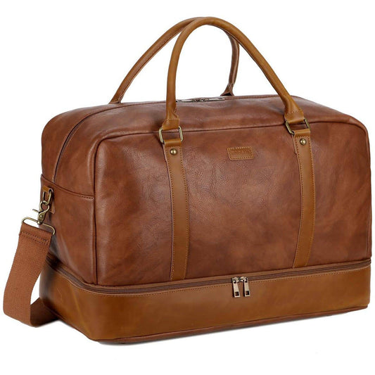 20 Mens Stylish Leather Duffle Bag - Brown