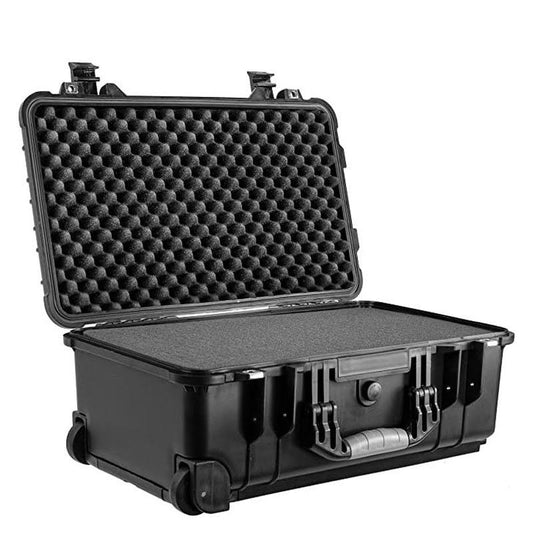 22-In. Carry-On Travel Roller Waterproof Equipment Hard Transport Roller Case With Foam Insert, Black