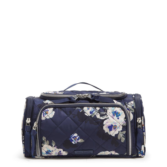 Womens Performance Twill Large Travel Cosmetic Bag Blooms And Branches Navy