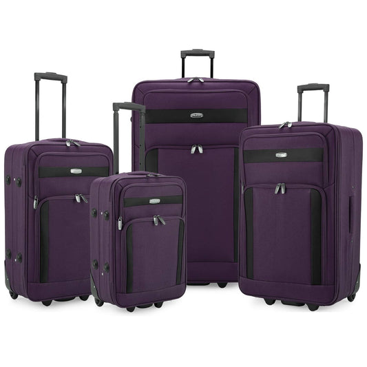 4-Piece Softside Lightweight Rolling Luggage Set (Blue)