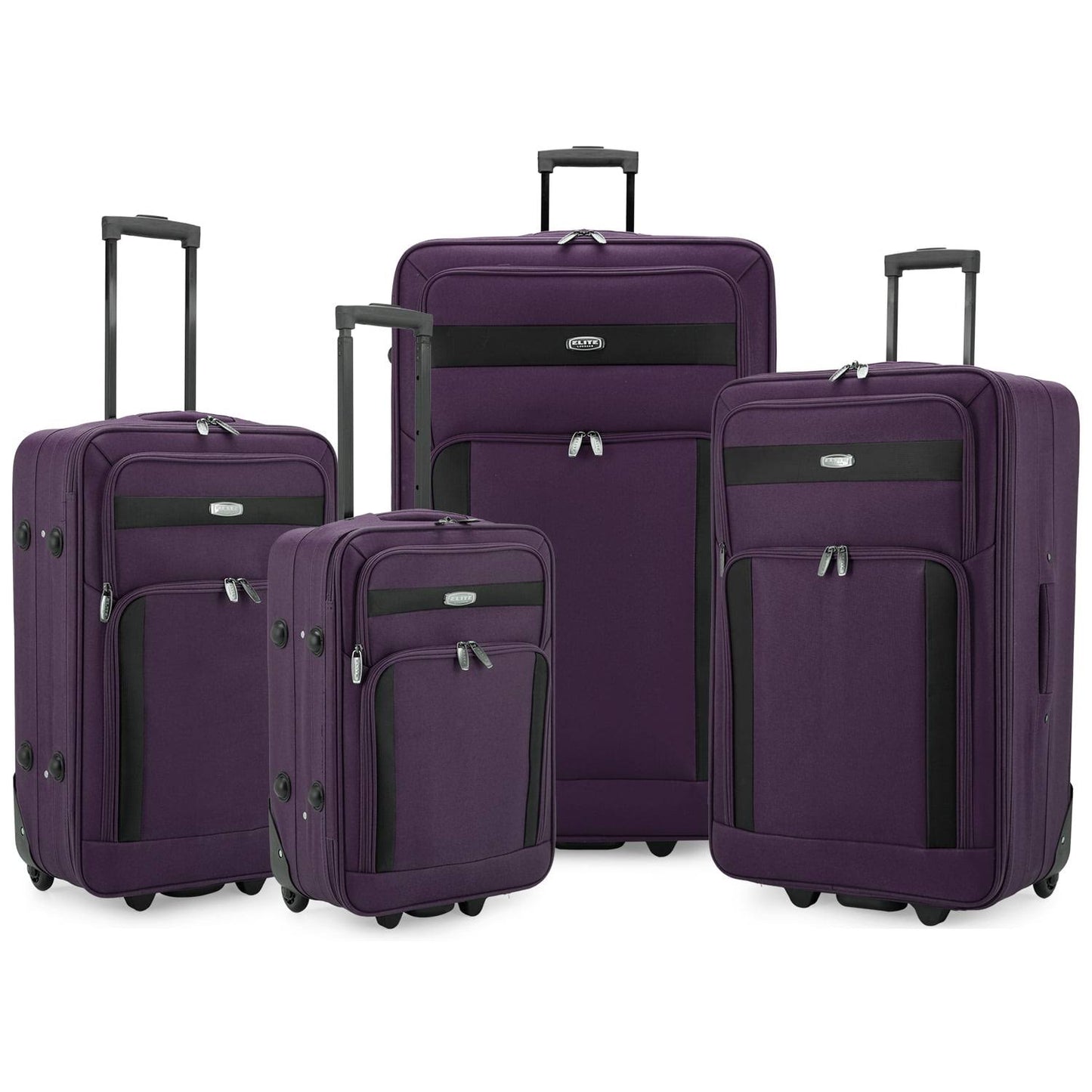 4-Piece Softside Lightweight Rolling Luggage Set (Black)