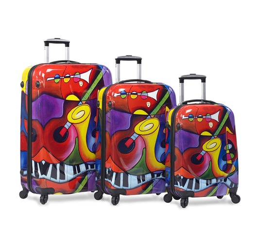 3-Piece Lightweight Hardside Spinner Upright Luggage Set - Parisian Nights