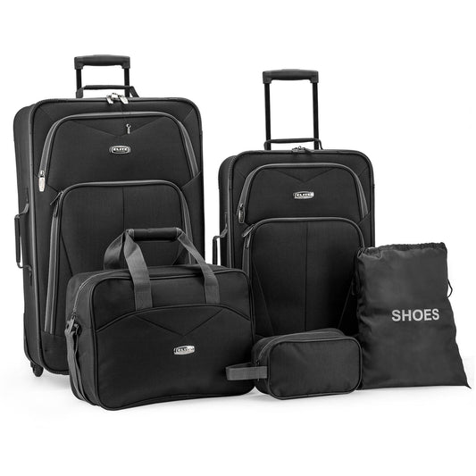 Whitfield 5 Piece Softside Lightweight Rolling Luggage Set (Navy)