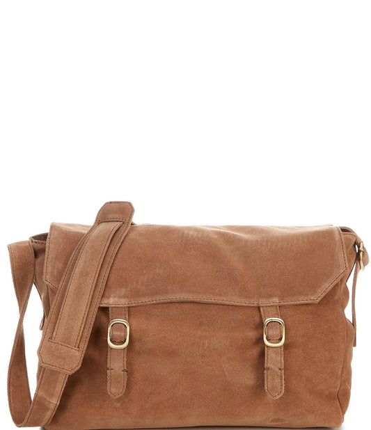 Zahara Suede Messenger Crossbody Bag - Bronze Age